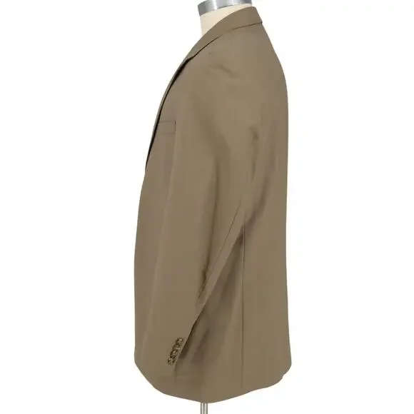 Jos A Bank Sport Coat Mens 46L Beige Tan Wool Jacket Two Button Lined